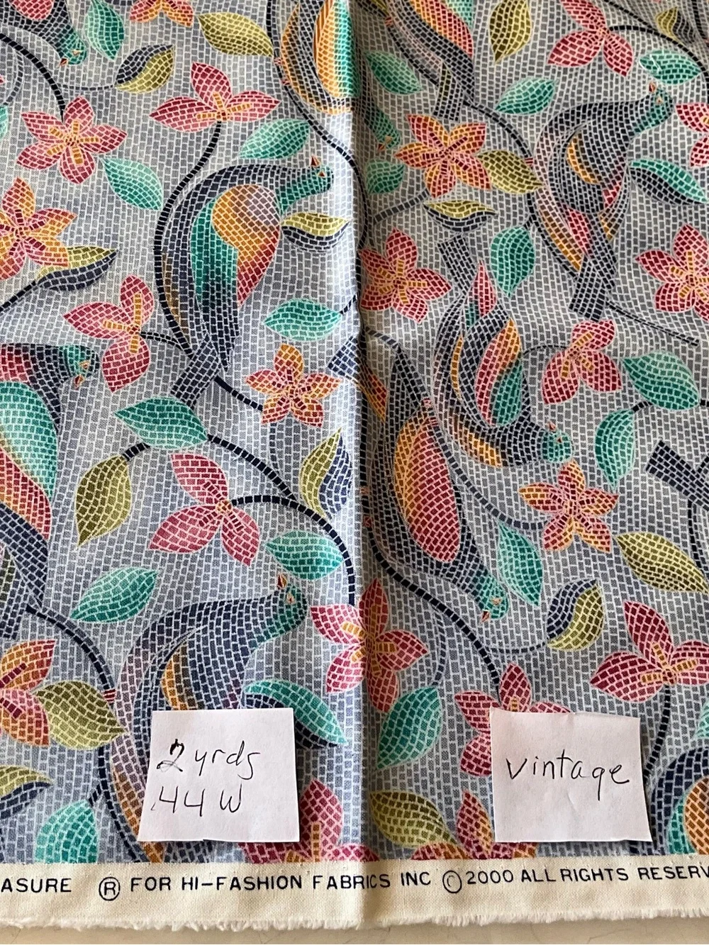 Quilting Sewing Fabric Lot Vintage 2000 Timeless Treasures Bird Geometric Pastel